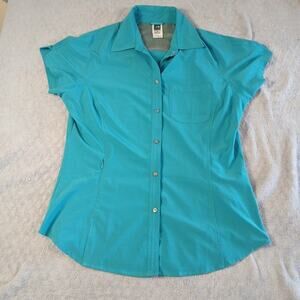 The North Face Womens Size L Fishing/ Hiking Shirt Teal Short Sleeve EUC